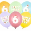 Pastel 6 Års Fødselsdagsballoner, 6 stk.