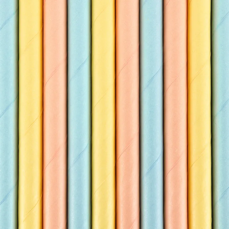 Pastel "Summer Time" Papir Sugerør, 10 stk.