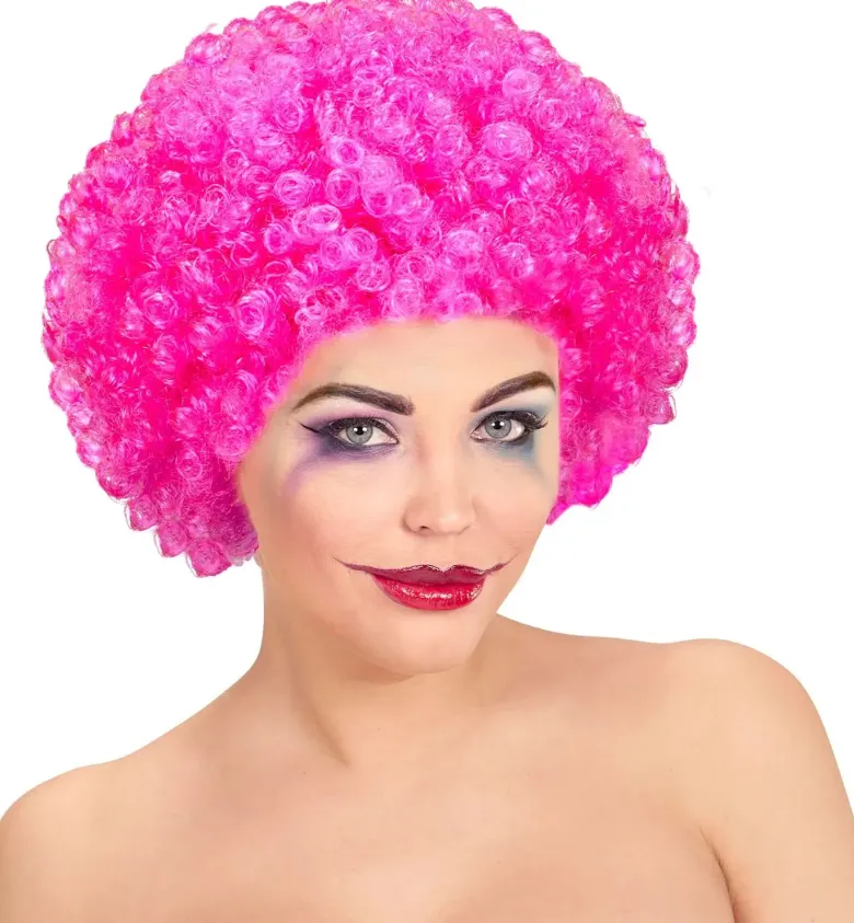 Pink Afro Paryk til Voksne