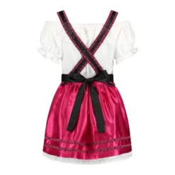Pink Dirndl m/H-Seler & Løs Skjorte i 100% Bomuld