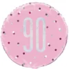 Pink Glitz Fødselsdags Folieballon, 90 År