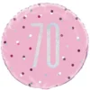 Pink Glitz Fødselsdags Folieballon, 70 År