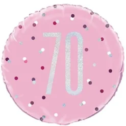 Pink Glitz Fødselsdags Folieballon, 70 År