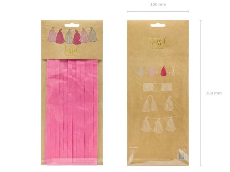 Pink, Lyserød & Creme Papir Tassels DIY, 12 stk.