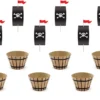 Pirat Cupcake Covers og Kagetoppers, 6 stk.