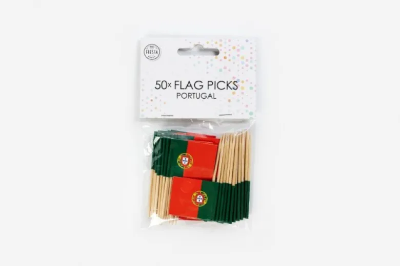 Portugisiske Flag på Picks på Træpind, 50stk.