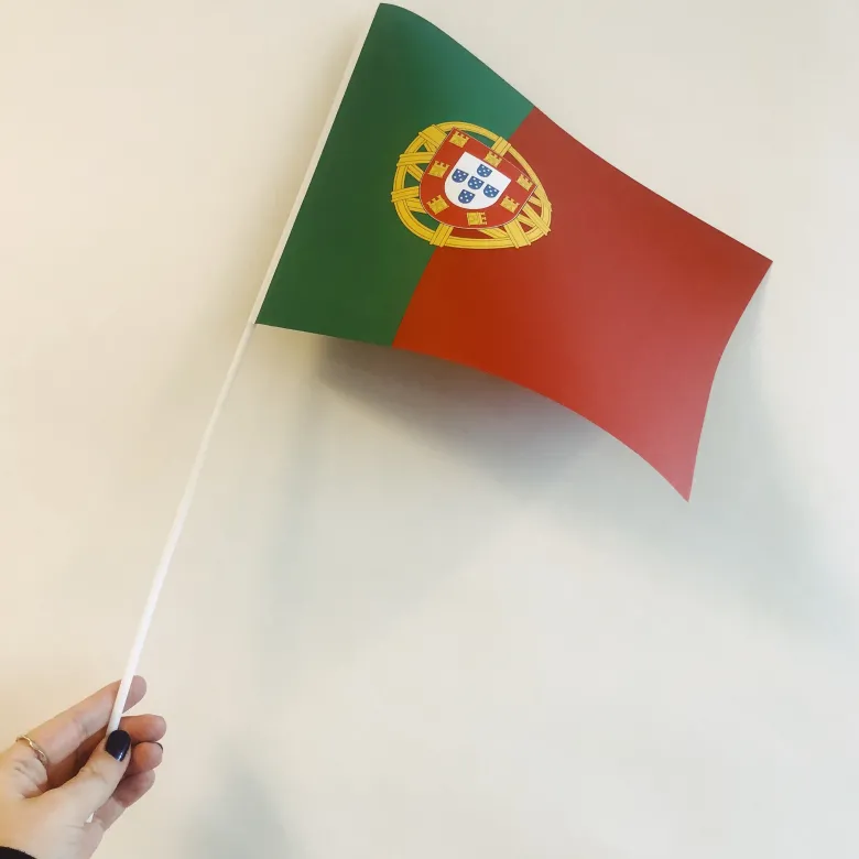 Portugisisk Papirflag på Pind, 27 x 20 cm