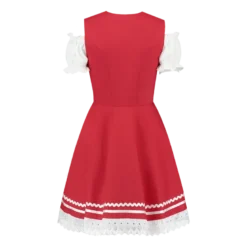 Rød Dirndl m/Løs Skjorte i 100% Bomuld