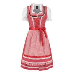 Rød Luksus Dirndl i 3 dele m/Løs Skjorte