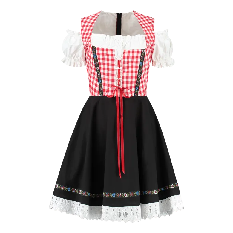 Rød& Sort Dirndl, Alt-i-1, Bomuldsmix