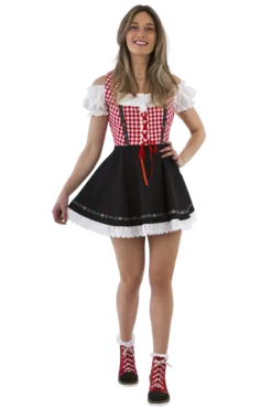 Rød& Sort Dirndl, Alt-i-1, Bomuldsmix