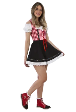 Rød& Sort Dirndl, Alt-i-1, Bomuldsmix