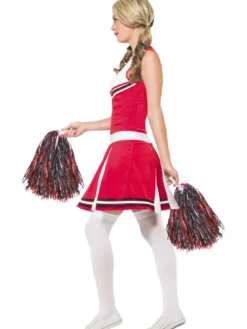 Rødt Cheerleader Kostume, Voksen