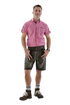 Rødternet Oktoberfest Skjorte med Korte Ærmer