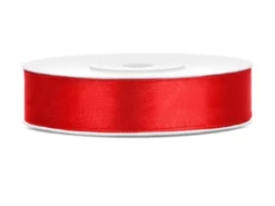 Rødt Satinbånd 12 mm, 25 meter
