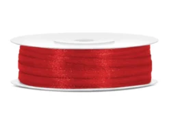 Rødt Satinbånd, 50M X 3mm