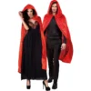 Rød Velour Kappe med Hætte
