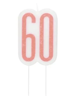 60 År Kagelys - Happy BDAY Rosegold Glitz