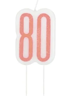 80 År Kagelys - Happy BDAY Rosegold Glitz