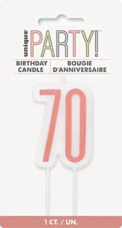 70 År Kagelys - Happy BDAY Rosegold Glitz