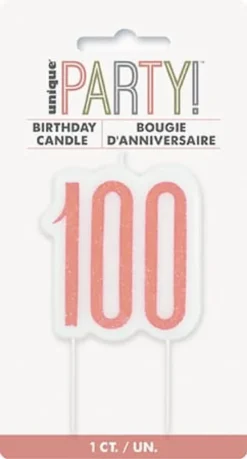 100 År Kagelys - Happy BDAY Rosegold Glitz