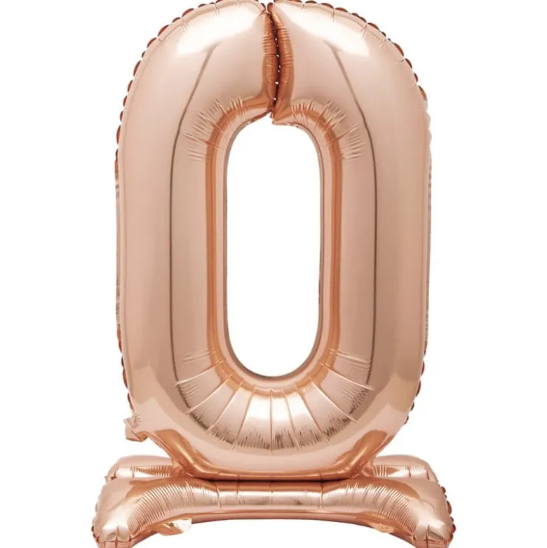 Rosegold Folie "0" Tal Ballon på Fødder t/Luft