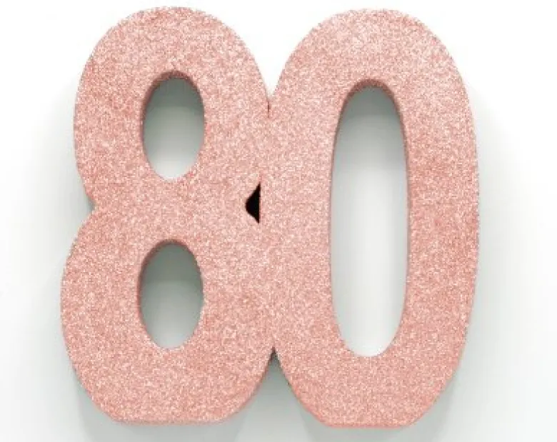 Rosegold Glitter "80" Tal Dekoration