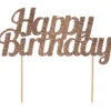 Rosegold "Happy Birthday" Glitter Kagetopper