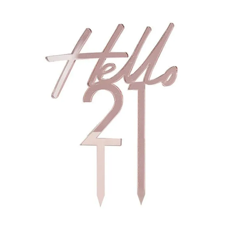 Rosegold "Hello 21" Akryl Kagetopper