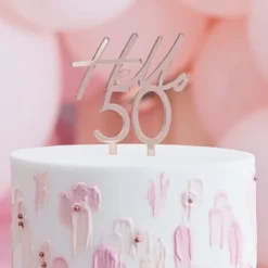 Rosegold "Hello 50" Akryl Kagetopper