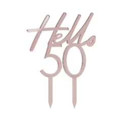 Rosegold "Hello 50" Akryl Kagetopper
