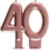Rosegold Kagelys - Fødselsdagslys 40 År