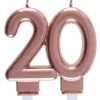 Rosegold Kagelys - Fødselsdagslys 20 År