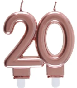 Rosegold Kagelys - Fødselsdagslys 20 År