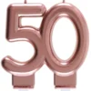 Rosegold Kagelys - Fødselsdagslys 50 År