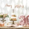 Rosegold Skråskrift "Happy Birthday" Banner, 62cm