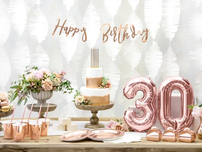 Rosegold Skråskrift "Happy Birthday" Banner, 62cm