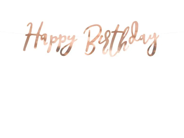 Rosegold Skråskrift "Happy Birthday" Banner, 62cm