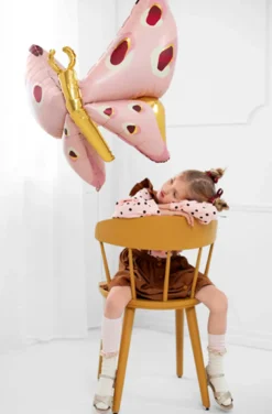 Rosegold Sommerfugl Folie Ballon, 110cm