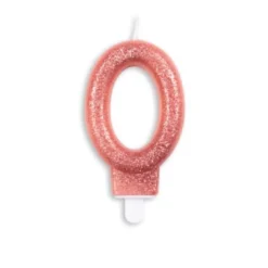Rosegold Talformet Kagelys m/Glitter 7 cm - 0 Tal