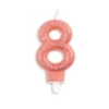 Rosegold Talformet Kagelys m/Glitter 7 cm - 8 Tal