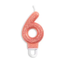 Rosegold Talformet Kagelys m/Glitter 7 cm - 6 Tal