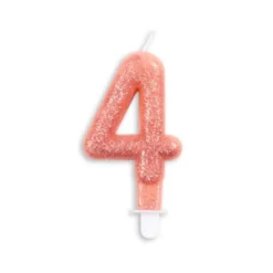 Rosegold Talformet Kagelys m/Glitter 7 cm - 4 Tal