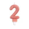 Rosegold Talformet Kagelys m/Glitter 7 cm - 2 Tal