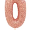 Rosegold Tal Kagelys m/Glitter 6.5 cm - 0 Tal