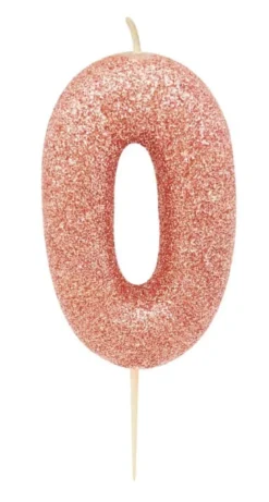 Rosegold Tal Kagelys m/Glitter 6.5 cm - 0 Tal