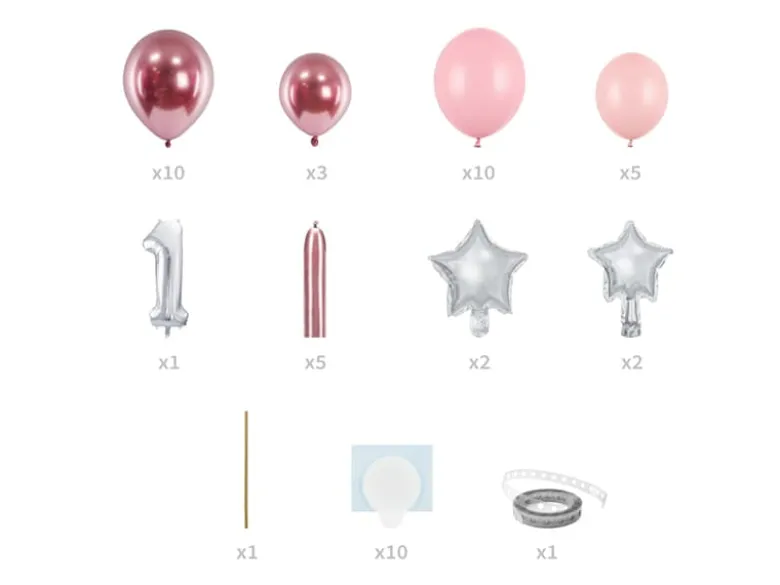 1 Års Ballondekoration Lyserød, 90 x 140 cm