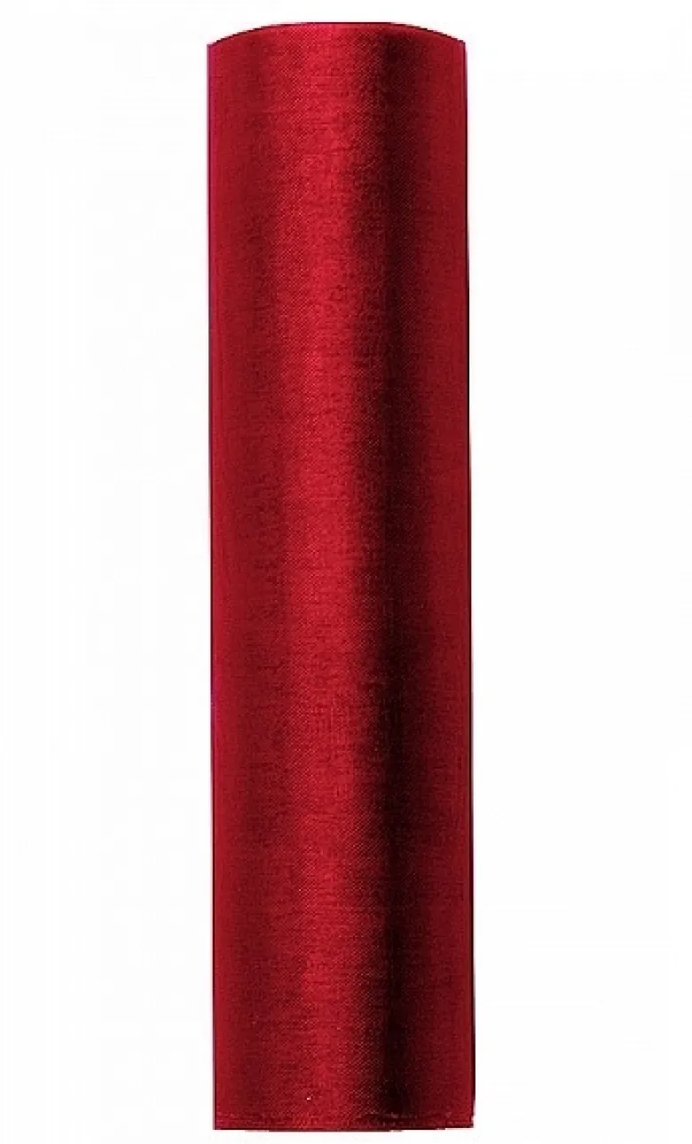 Rulle med rødt organza 0.16 x 9m