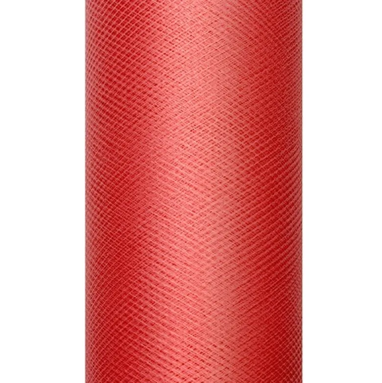 Rulle med rødt tyl 30cm x 9m