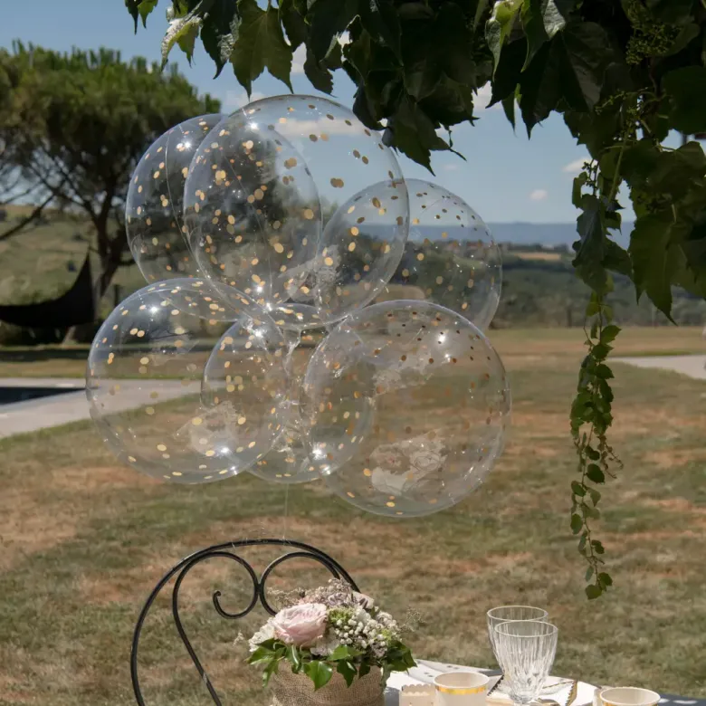 Rund Ballon med Guld Prikker, 60 cm
